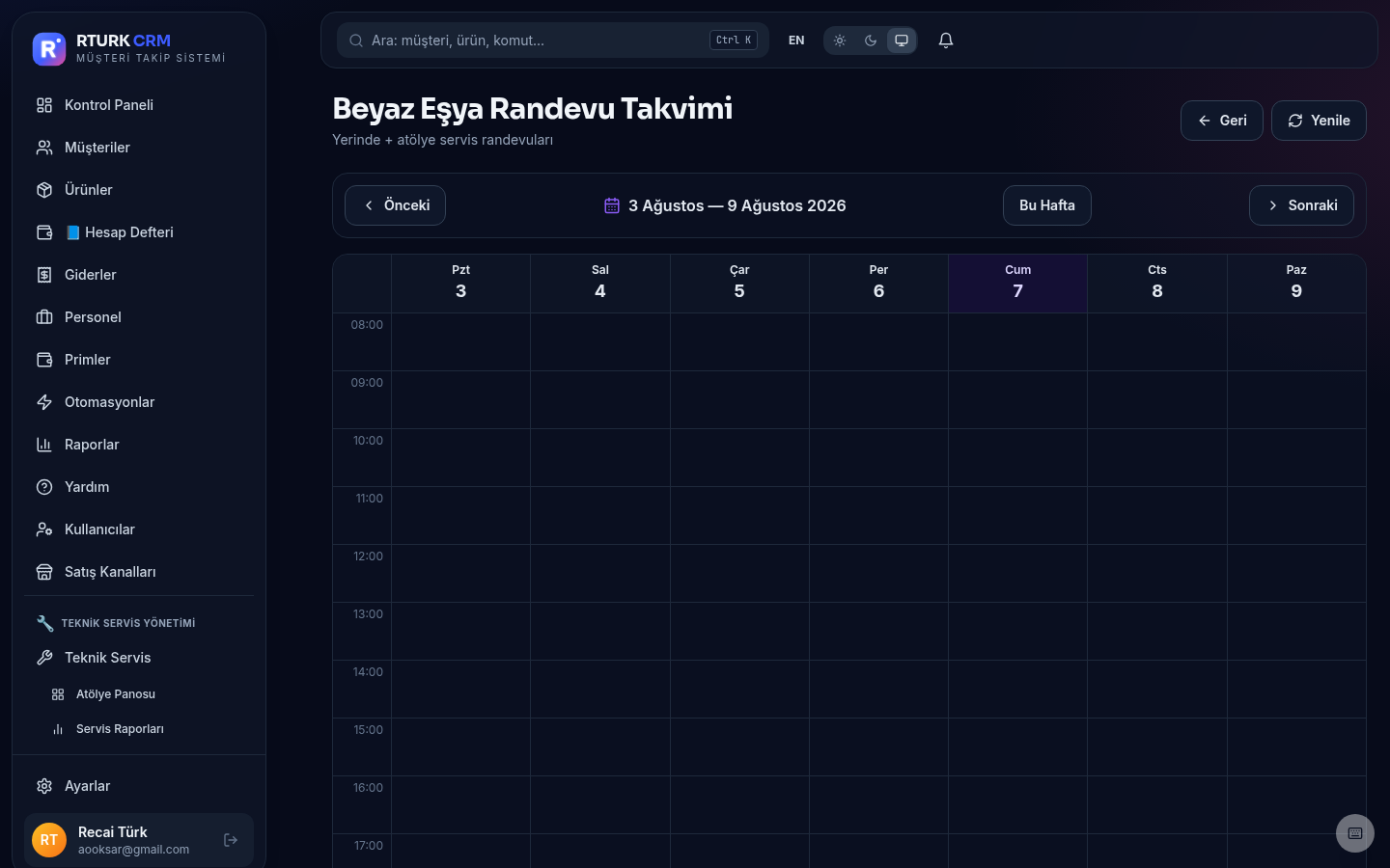 Beyaz eşya servis takvimi