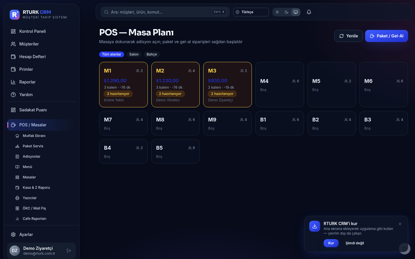 POS ve masa planı